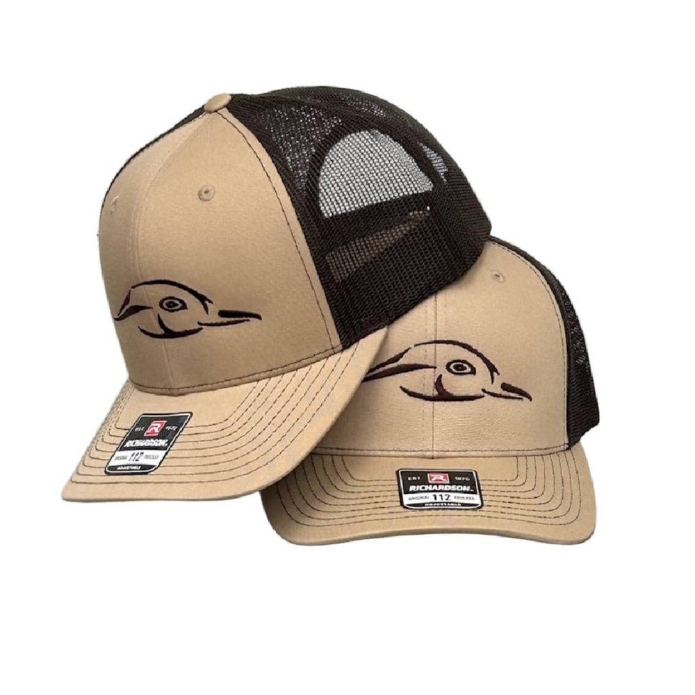 American Flyway Waterfowl 112 Khaki / Coffee Duck Logo Trucker Hat